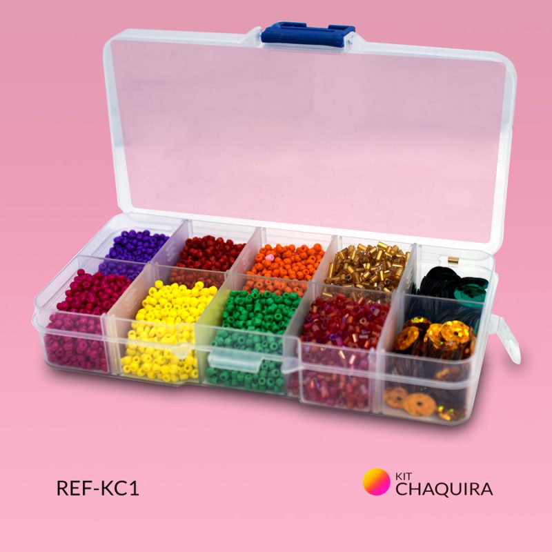 kit chaquira taiwanés, canutillo, lentejuelas y organizador pequeño / x unidad / Ref-KC1