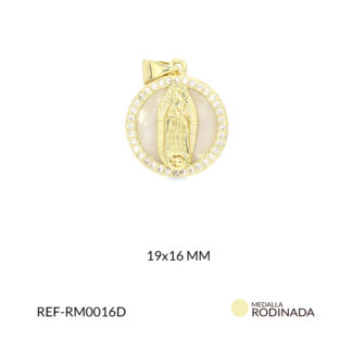 Medalla rodinada virgen guadalupe nácar circón plateado