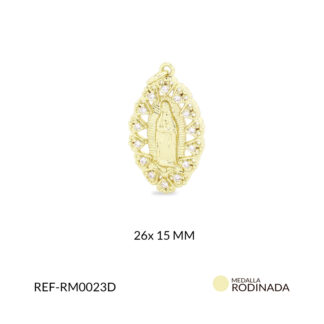 Medalla rodinada ovalada virgen guadalupe circón plateado