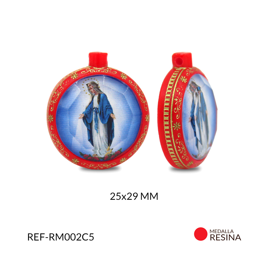 Medalla relicario virgen milagrosa en resina roja 25 x 29 mm / x unidad ...