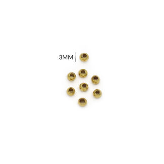 Balin rodinado macizo liso dorado 3mm x24 unid