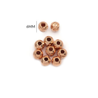 Balín rodinado macizo diamantado rosado 6mm x 12 unid