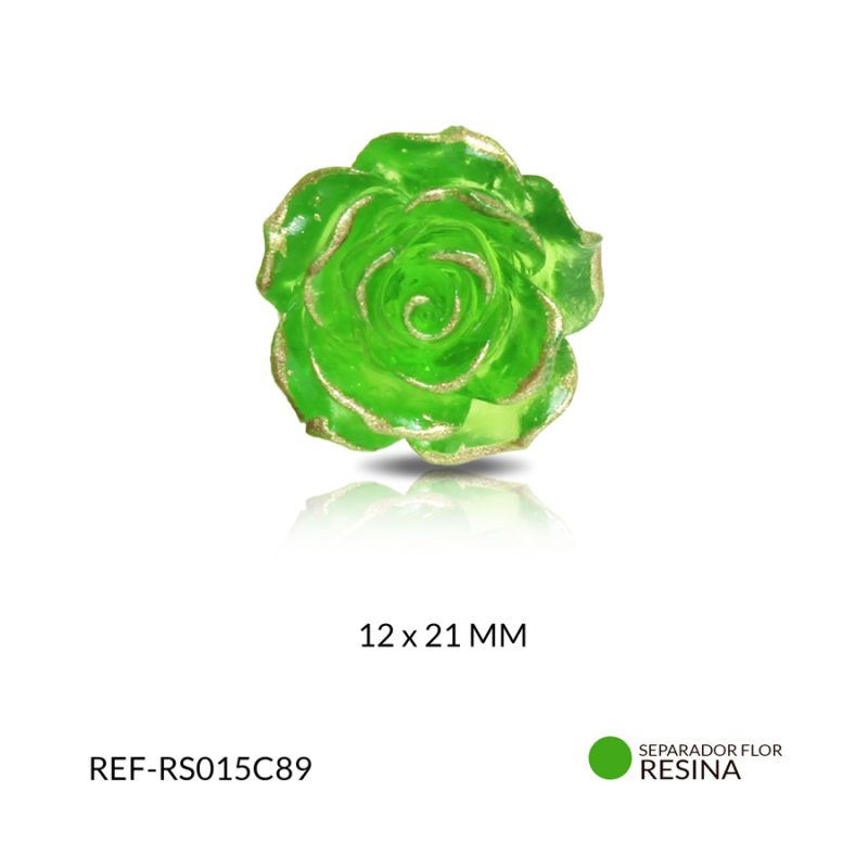 SEPARADOR RESINA FLOR VERDE 12x21 MM / x UND / Ref-RS015C89 