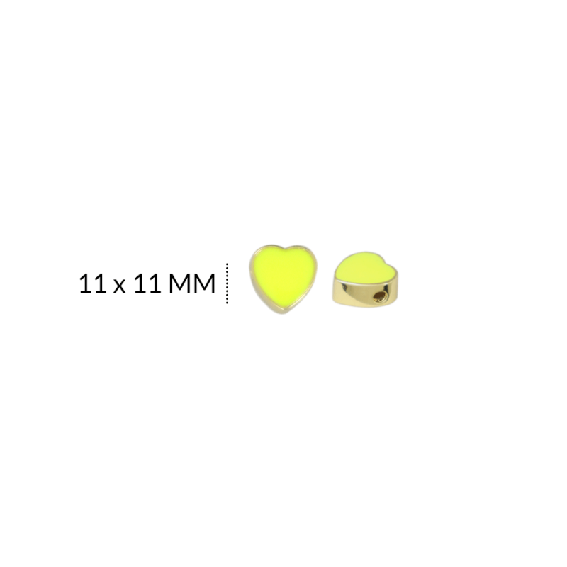 SEPARADOR COVERGOLD CORAZON RESINA AMARILLO FLUORESCENTE 11 X 11 MM / x UNIDAD / REF-RS0196D