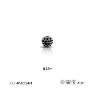 Separador rodinado balin circón negro 8mm