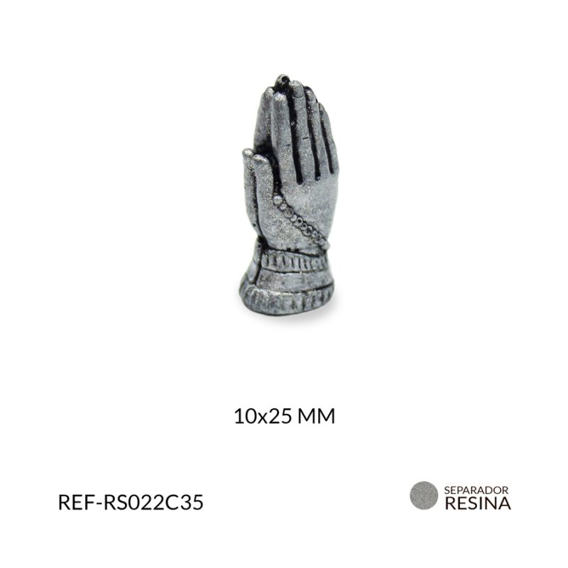 Separador resina mano namaste plateado 10x25 mm x unid