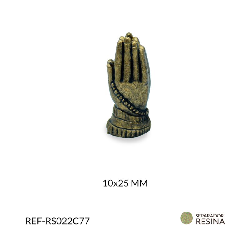 Separador resina mano namaste dorado 10x25 mm x unid
