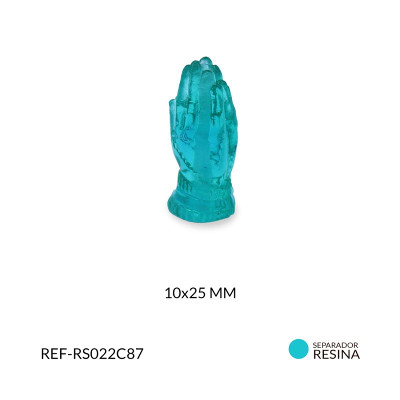 Separador resina mano namaste verde traslucido 10x25 mm x unid