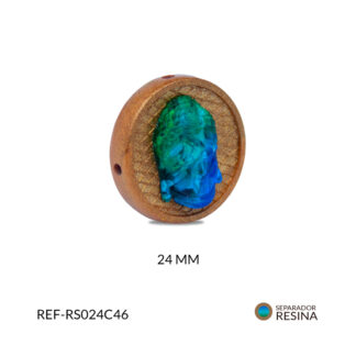 Separador resina sello café cara de buda verde azul 24mm x unid