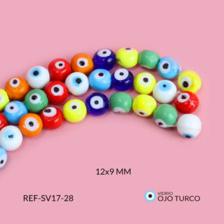 Separador vidrio redondo plano ojo turco multicolor 12x9mm