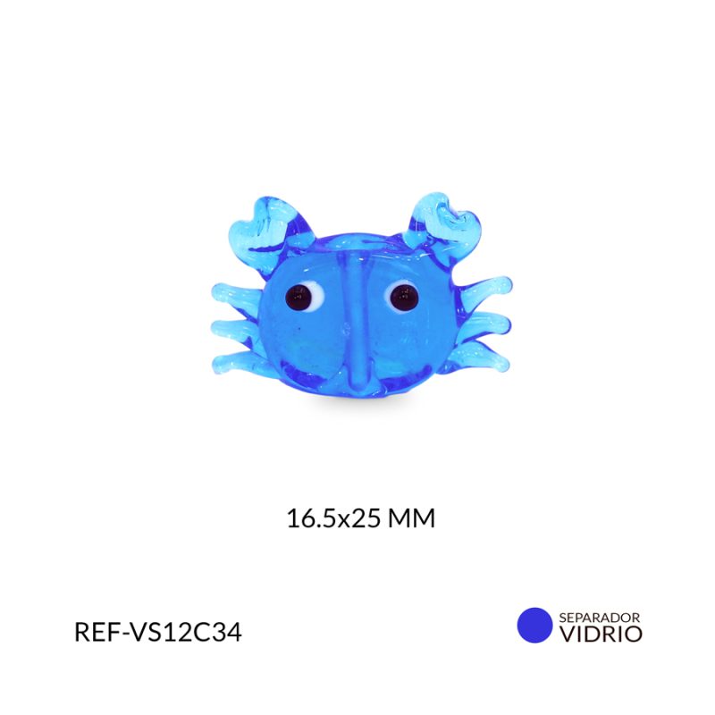 Separador vidrio cangrejo traslucido azul 16.5x25mm / x unidad / Ref-VS12C34 / Ref-VS12C34