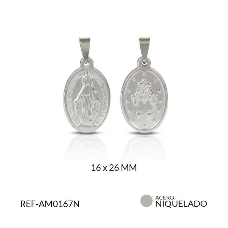 MEDALLA ACERO VIRGEN MILAGROSA OVALADA 16 X 26 MM / x und / REF-AM0167N
