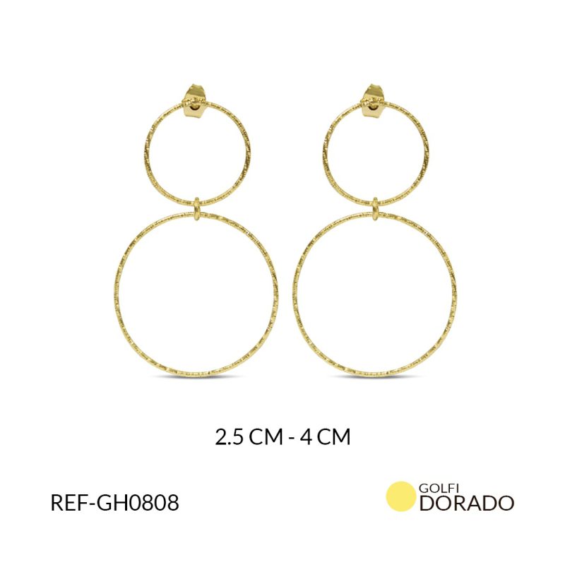 Herraje goldfilled para arete doble cirlulo 4 cm - 2.5 cm / x par / REF-GH0808