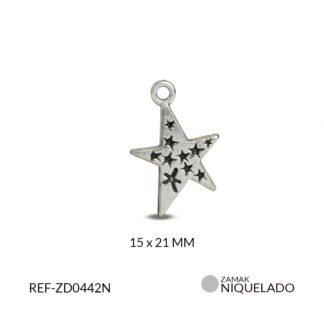Dije zamak estrella 5 puntas 15x21mm x12 unidades