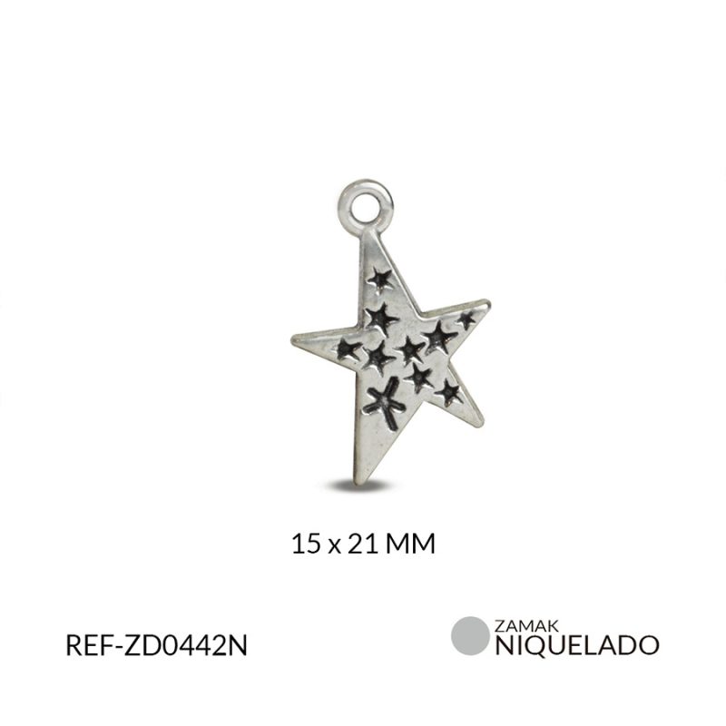 Dije zamak estrella 5 puntas 15 X21MM / paquete x und / Ref-ZD0442N / Ref-ZD0442N