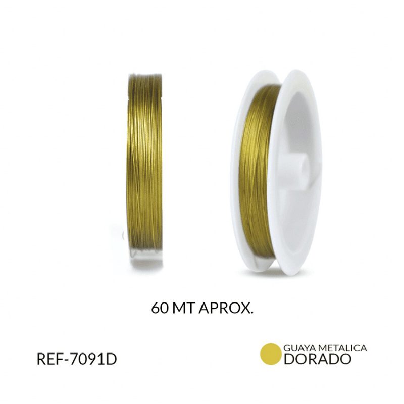 Guaya metálica dorada x rollo