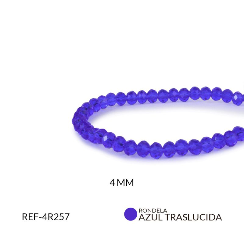 Rondela traslucida 4 mm color azul / x sarta / Ref-4r257