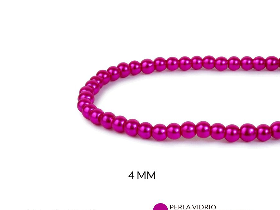 Perla de vidrio redonda fucsia ocuro 4mm x sarta
