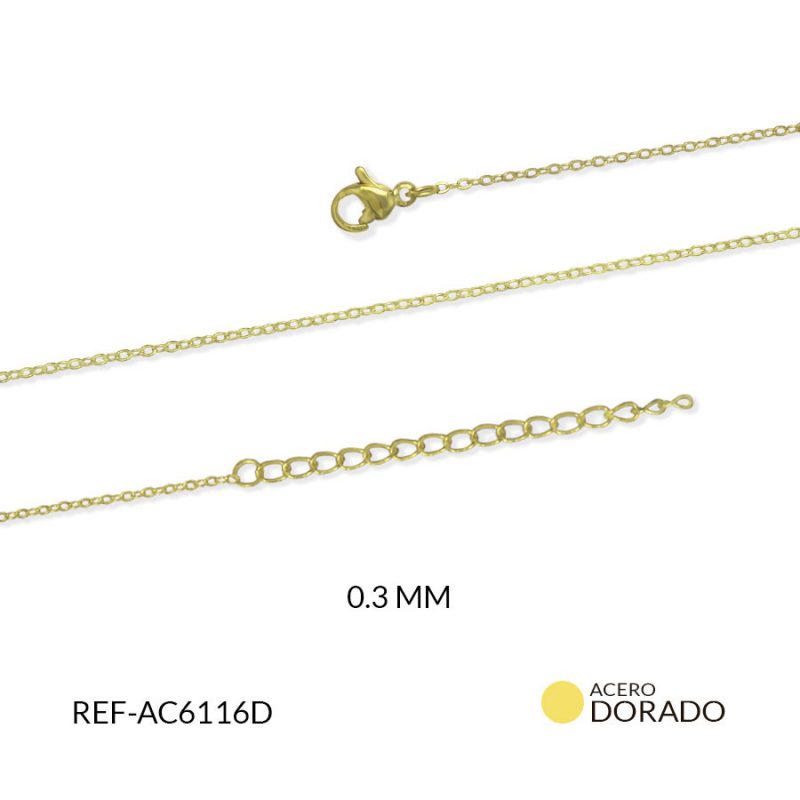 Cadena Dorada acero punto diamente 0.3 mm / x unidad / Ref-AC6116D / Ref-AC6116D