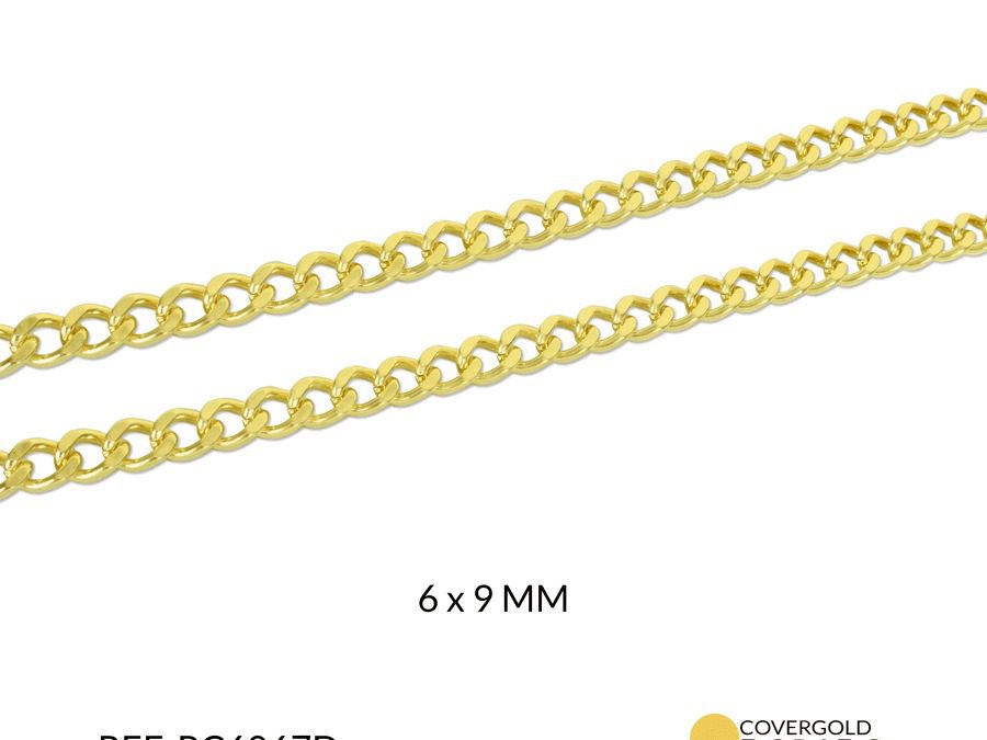 Cadena covergold eslabón cartier 9x6mm / x 50 centimentros / Ref-RC6067D / Ref-RC6067D