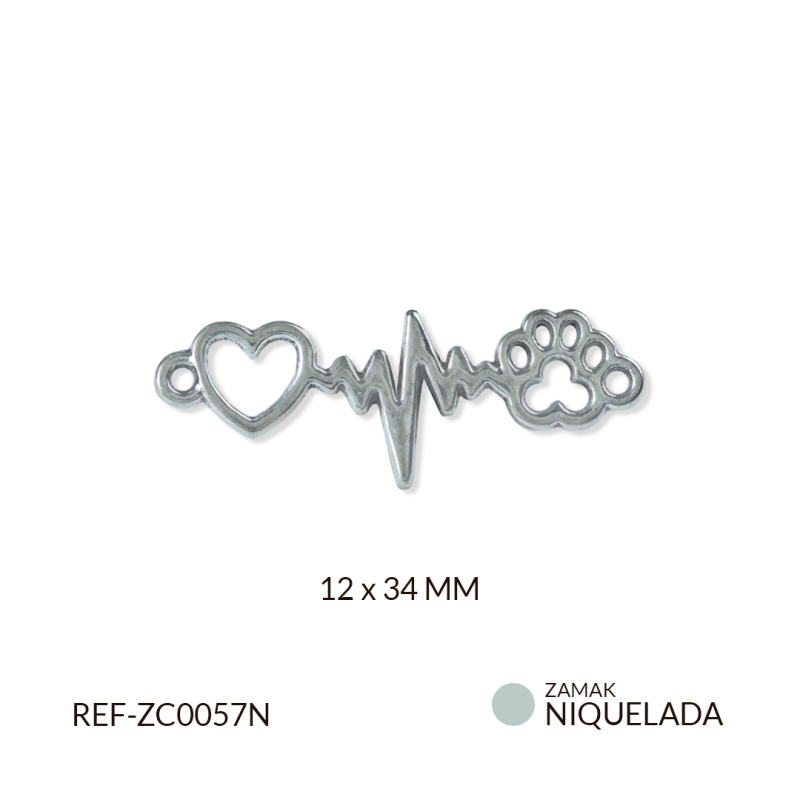 CENTRO PULSERA ZAMAK LATIDO HUELLA / paquete x 6 und / REF-ZC0057N