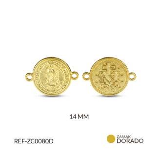 Centro pulsera zamak Virgen de Guadalupe relieve 14mm x3 unidades