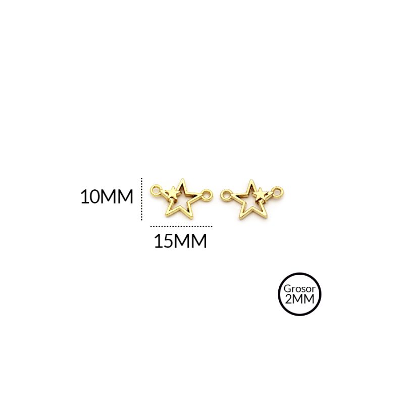 CENTRO PULSERA ZAMAK ESTRELLA 10 X 15MM / paquete x 6 und / Ref-ZC0091D