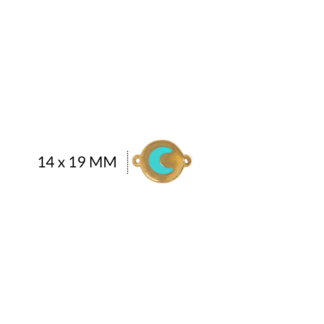 Centro pulsera en zamak circulo luna azul resina 14x19 mm x par