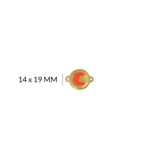Centro pulsera en zamak circulo luna naranja resina 14x19 mm x par