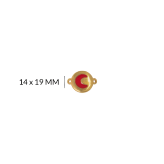 Centro pulsera zamak circulo luna roja resina 14x19 mm x und