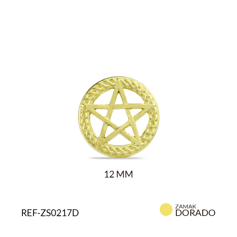 CENTRO DE PULSERA ZAMAK DORADO CIRCULO ESTRELLA 5 PUNTAS/ PAQUETE x 3 UND / Ref-ZC0135D