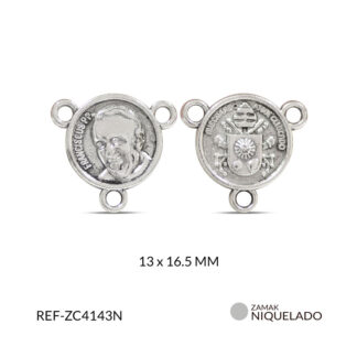 Crucero zamak rostro papa + escudo vaticano 13x16.5mm x 12 unds