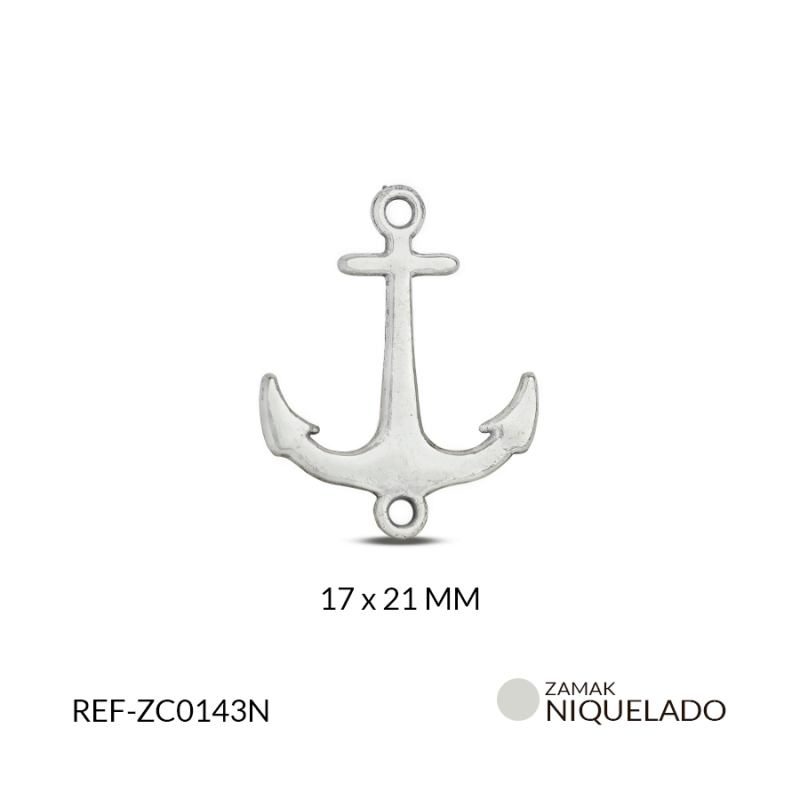 CENTRO PULSERA ZAMAK ANCLA 17X21MM / PAQUETE x 12 UND / Ref-ZC0143N