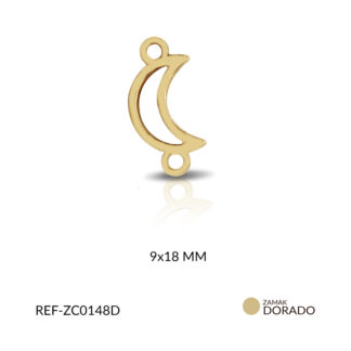 Centro pulsera zamak silueta luna 9x18mm x3 unidades