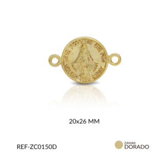 Centro pulsera zamak virgen milagrosa 20x26mm x6 unds