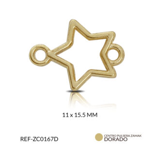 Centro pulsera zamak silueta estrella 11x15.5mm x6 unds