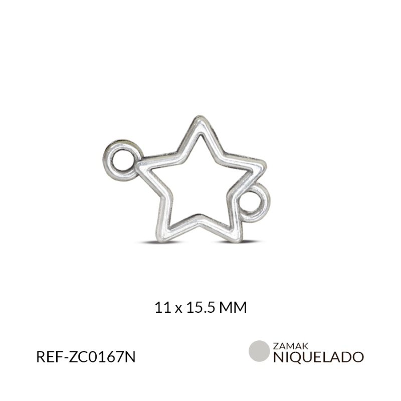 CENTRO PULSERA ZAMAK ESTRELLA SILUETA DELGADA 11x 15.5 MM / x 12 UND / Ref-zc0167n