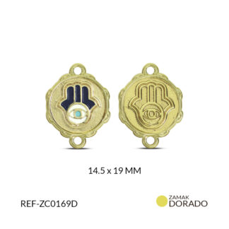 Centro pulsera mano hamnsa ojo turco resina azul 14.5x19mm x und