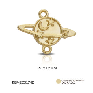 Centro pulsera zamak planeta luna estrella 9.8x19mm x 3 unds