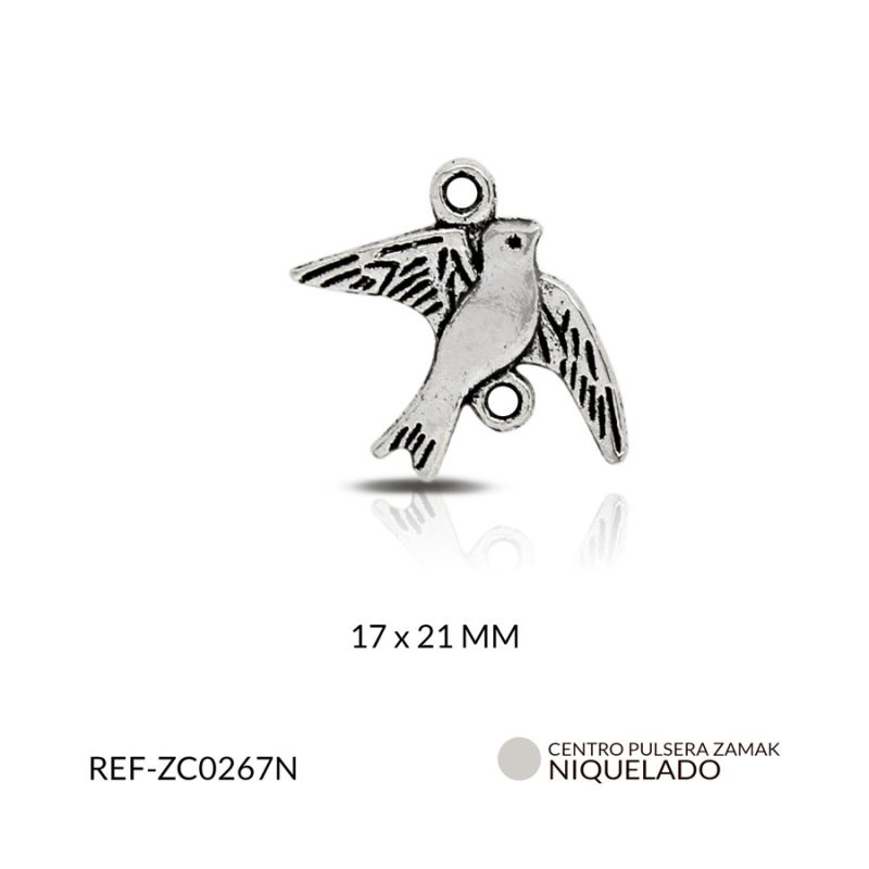 CENTRO PULSERA ZAMAK GOLONDRINA 21X17MM / PAQUETE x 12 UND / Ref-ZC0267N
