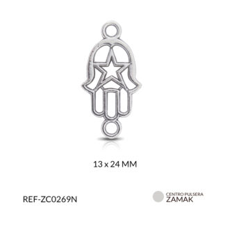 Centro Pulsera zamak mano hamsa estrella 13 x 24 mm x 12 und