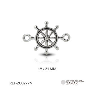 Centro pulsera zamak timón flor 6 puntos 19x21mm