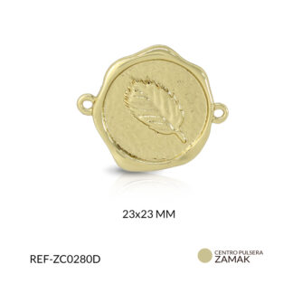 Centro pulsera Zamak circulo hoja 23x23mm x unid