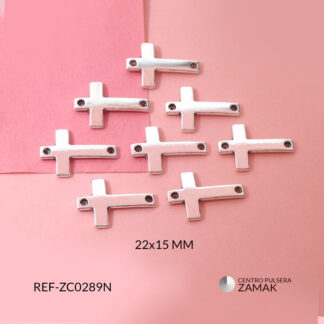 Centro pulsera cruz lisa 22x15mm paquete x 12 unds