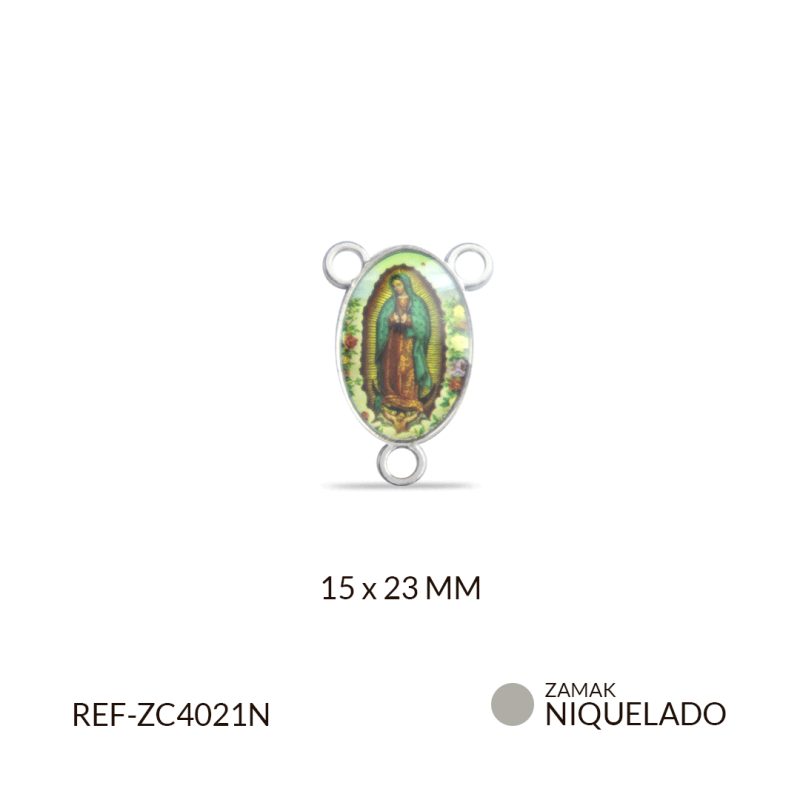 CRUCERO ZAMAK VIRGEN GUADALUPE EN RESINA 15X 23 MM / paquete x12 und / REF-ZC4021N