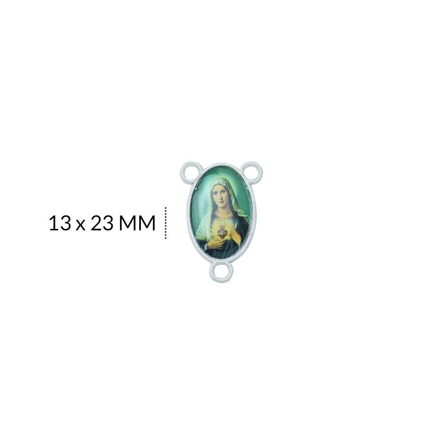 Crucero zamak sagrado corazon de la virgen maria en resina 13x23mm x 6und