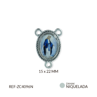 crucero zamak virgen milagrosa resina 22x15mm x 6und