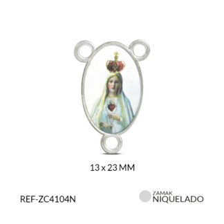 Crucero zamak virgen fátima fondo blanco 13x23mm paquete x6 unidades