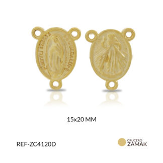 Crucero zamak dorado Guadalupe + Misericordioso 15x20mm x und