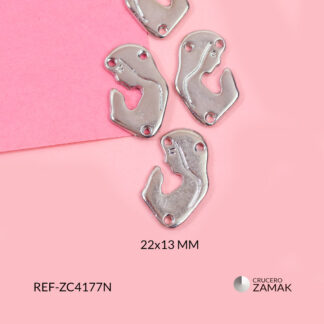 Crucero zamak virgen silueta mística 22x13mm x 6 und